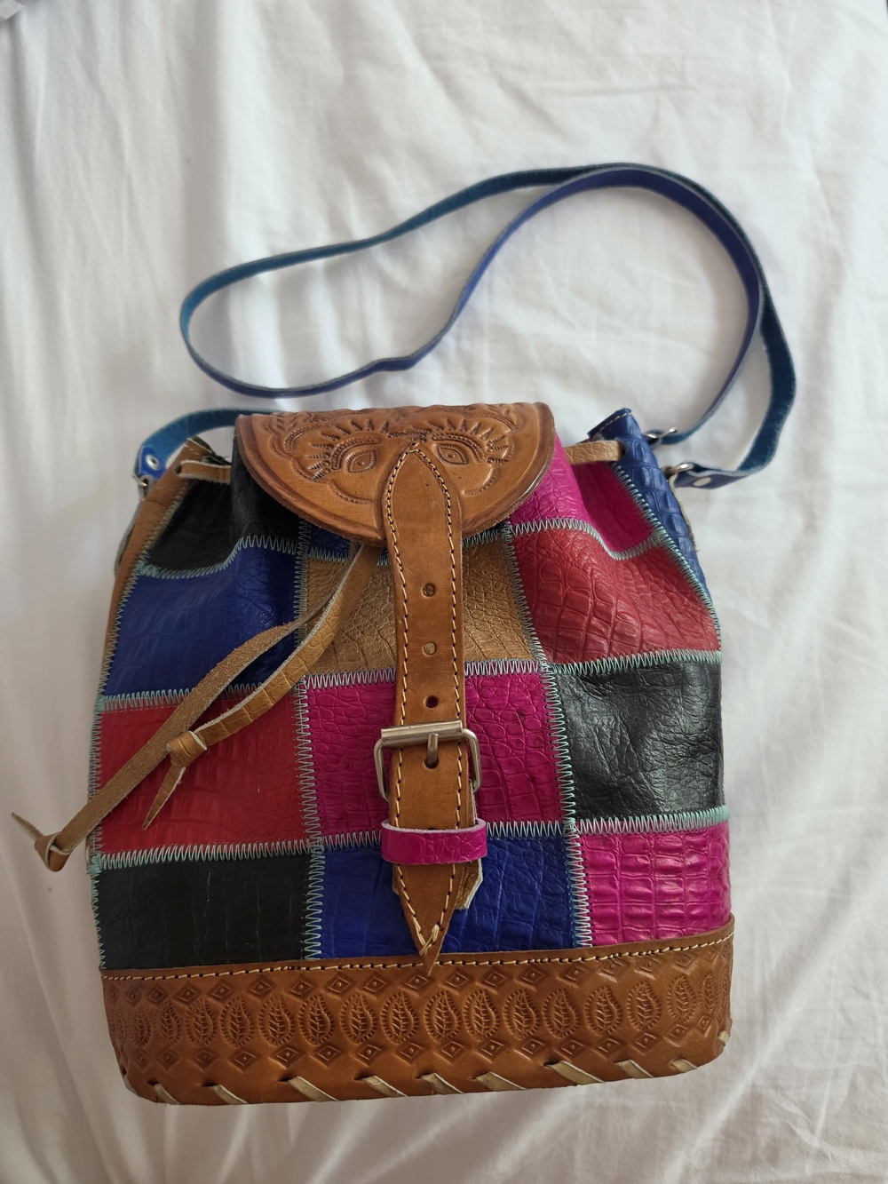 Multicolor Patchwork Leather Crossbody Bag